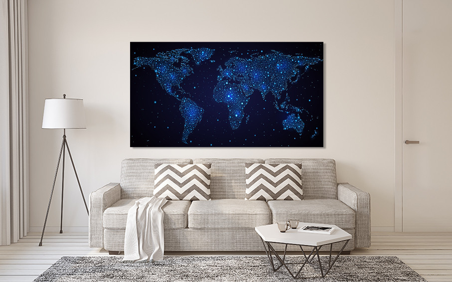 Картина полотно у вітальню / спальню  Мапа Світу   MLP_377 ( 60х30см ) 80x120 см Київ - фото 2