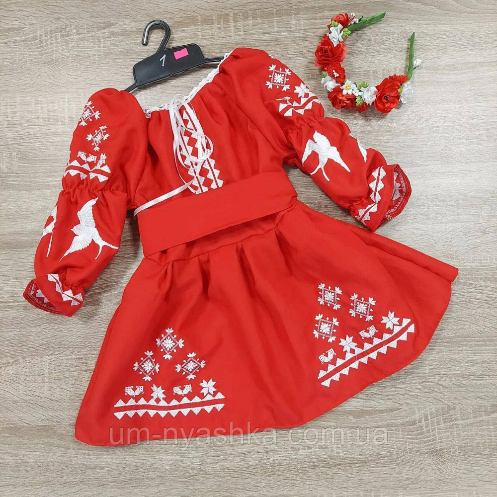 Червона вишита сукня плаття вишиванка Квіткова поляна Кривий Ріг - фото 7