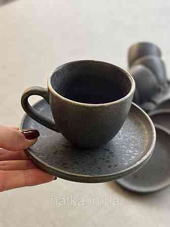 Набір чашок 6 ч/6 бл еспресо чорний Olens "Шайні-дот" 110 мл кераміка 101-0408 для дому та ресторану Київ