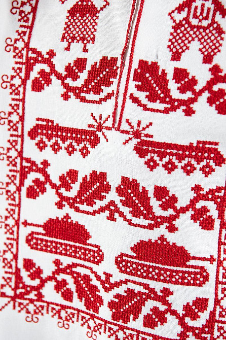Вишиванка для хлопців і підлітків біла з червоною вишивкою, льон натуральний, сорочка вишита лляна , вишиванки для хлопчиків Київ - фото 3