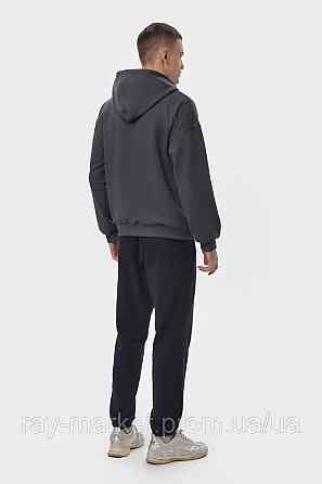 Костюм мужской худи на молнии темно-серый и брюки черные RAY PREMIUM LOOSE U0809 (U0809M-Dark Grey-Black) XXL Киев