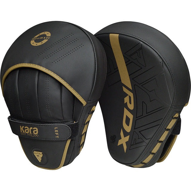 Лапи боксерські RDX F6 KARA Matte Golden Чорні Тренувальні лапи для боксу MMA кікбоксингу пара Київ - фото 2