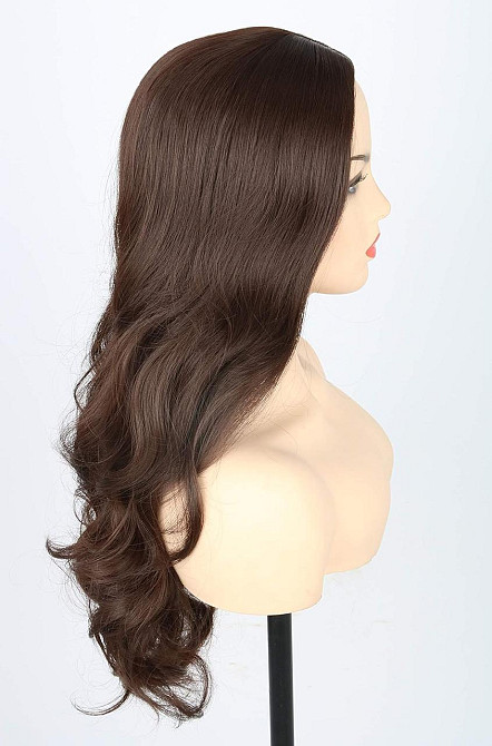 Парик женский темно-каштановый длинный волнистый, коричневые термостойкие искусственные синтетические волосы Киев - изображение 4
