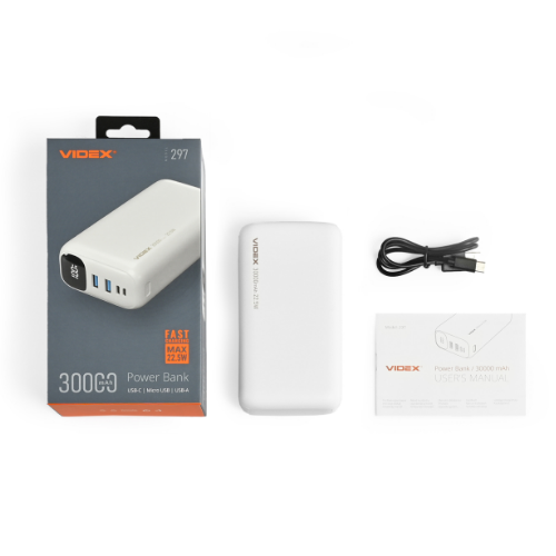 Павербанк 30000mAh Videx VPB-297-W 22,5W білий Житомир - изображение 7