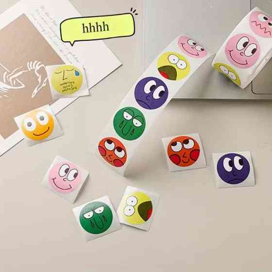 Набір круглих стікерів «Настрій» – 500 шт, 8 дизайнів, для пакування та щоденників Київ