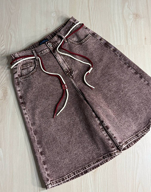 Шорты женские Liana джинсовые 4-053 бермуды с резинкой на талии и поясом большие размеры коричневые, коричневый, 31, 31, 82 см, 107 см Киев - изображение 14