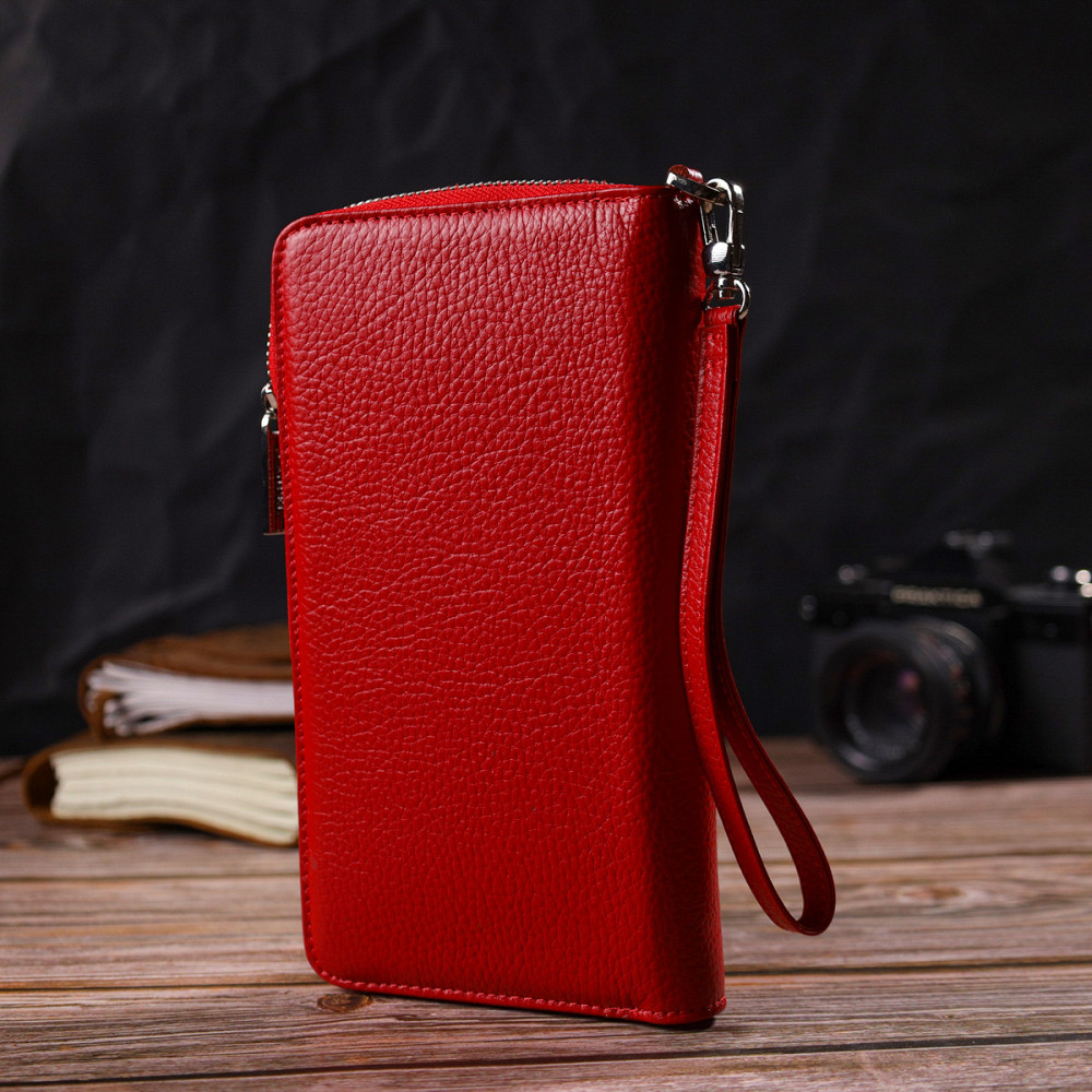 Яскравий клатч для жінок із натуральної шкіри CANPELLINI 21921 Червоний Київ - фото 2