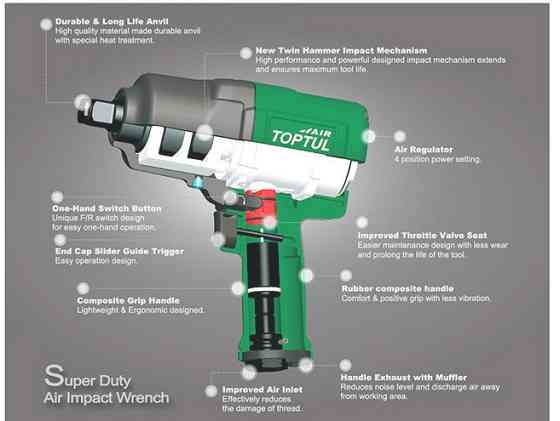 Гайковерт пневматичний TOPTUL 3/4" 1763N/m 6000об/хв KAAJ2413 Чернігів