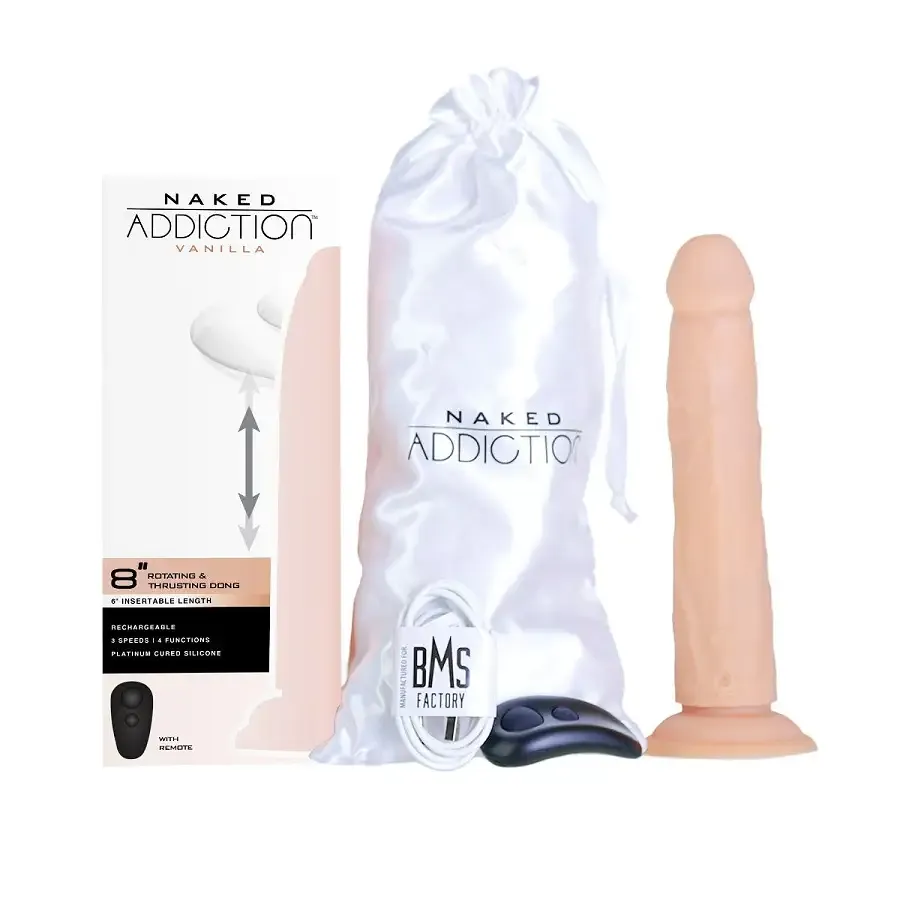 Фалоімітатор з ротацією та пульсацією Naked ADDICTION 8″ Rotating & Thrusting Dong - Vanilla Львів - фото 10