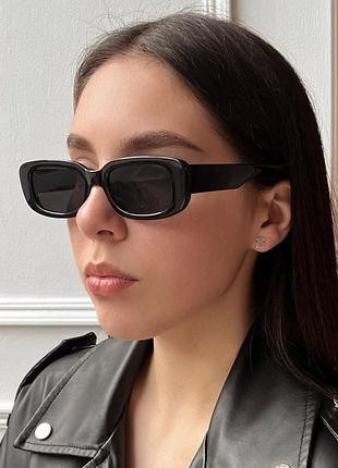 Сонцезахисні прямокутні окуляри в пластиковій оправі чорні Луцьк - фото 2