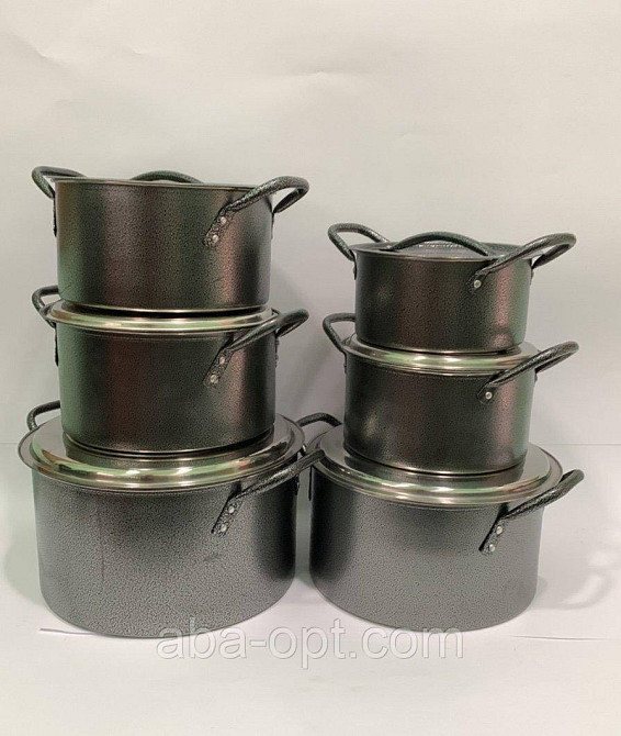 Набір каструль " грей " 6 шт 1,3 \ 1,8 \ 2,6 \ 3,75 \ 4,8 \ 7 л ( шт ) Одеса - фото 1