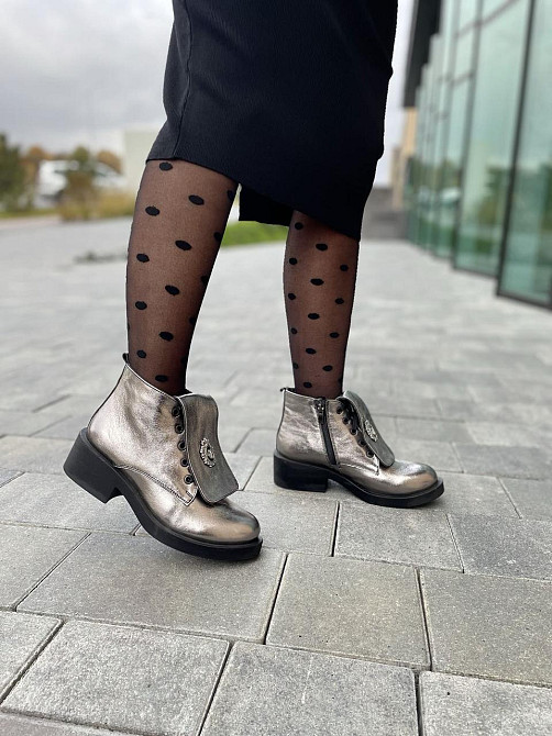 Injers Черевики жіночі INJERS срібні натуральна шкіра висота 13см (4006) 36р.37р.39р.40р. Коломия - фото 6