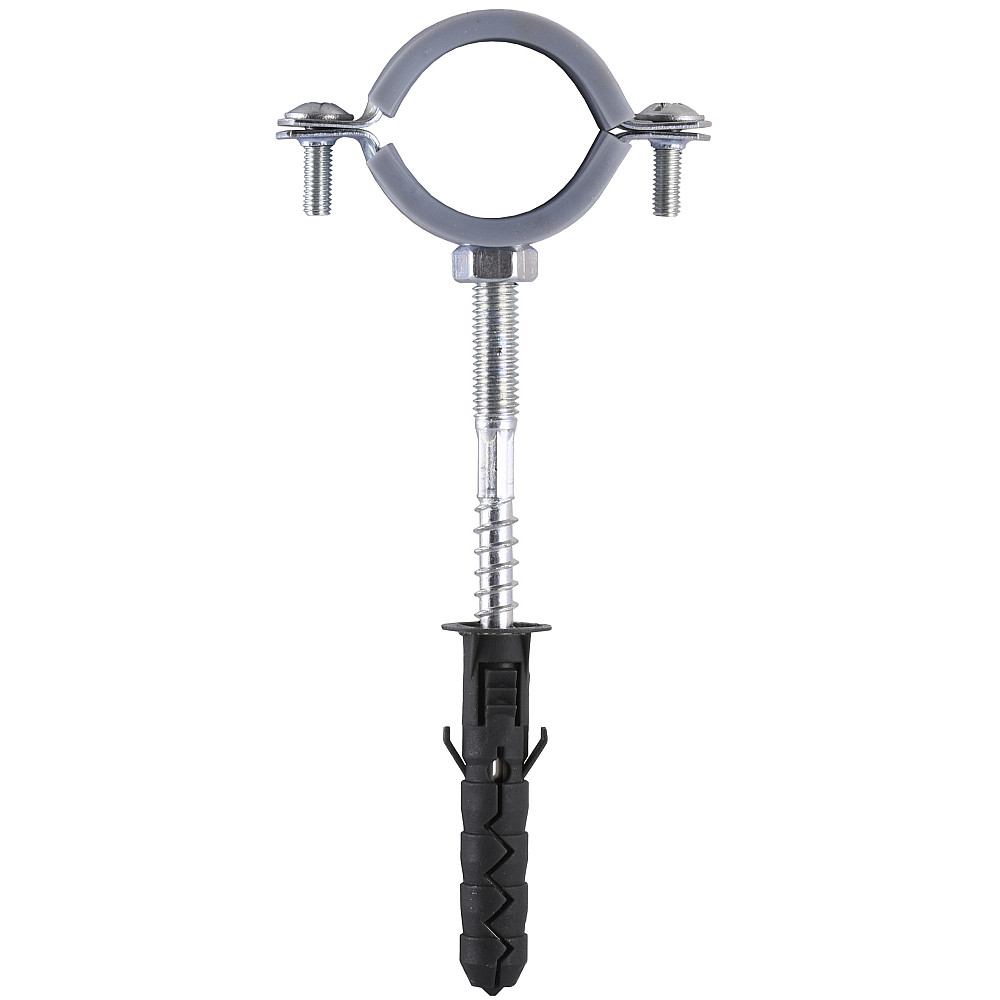 Хомут в зборi CR   1″ (32-37мм) з гвинтом-шурупом 8*80 та дюбелем в уп., сірий Тернопіль - фото 1