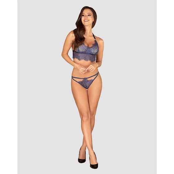 Комплект белья Obsessive FLOWLACE с цветочным кружевом, синий, L/XL Sex Aura Киев