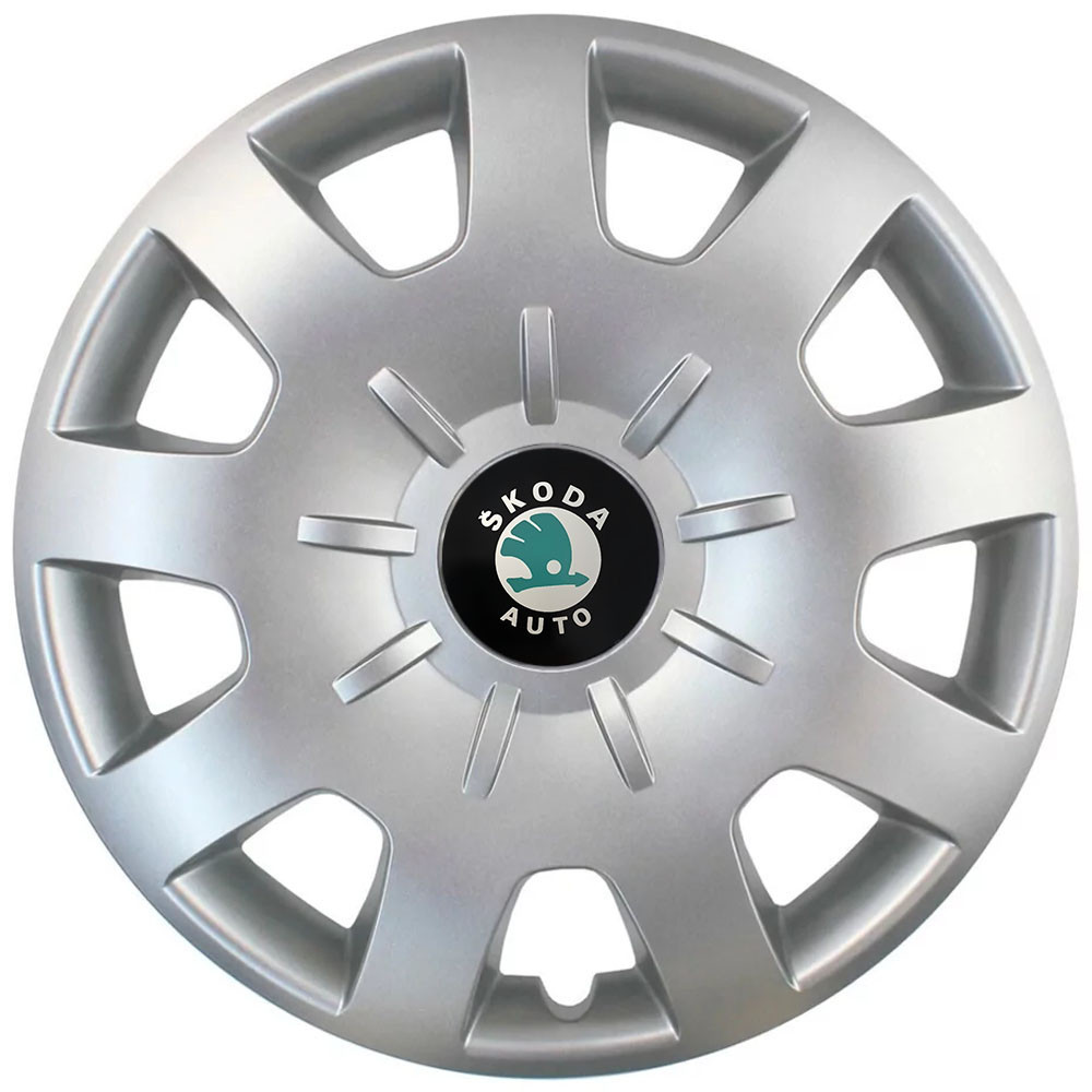 Автомобільні модельні ковпаки R15 Skoda (зелена) 314 4шт, SJS, сріблясті Київ - фото 1
