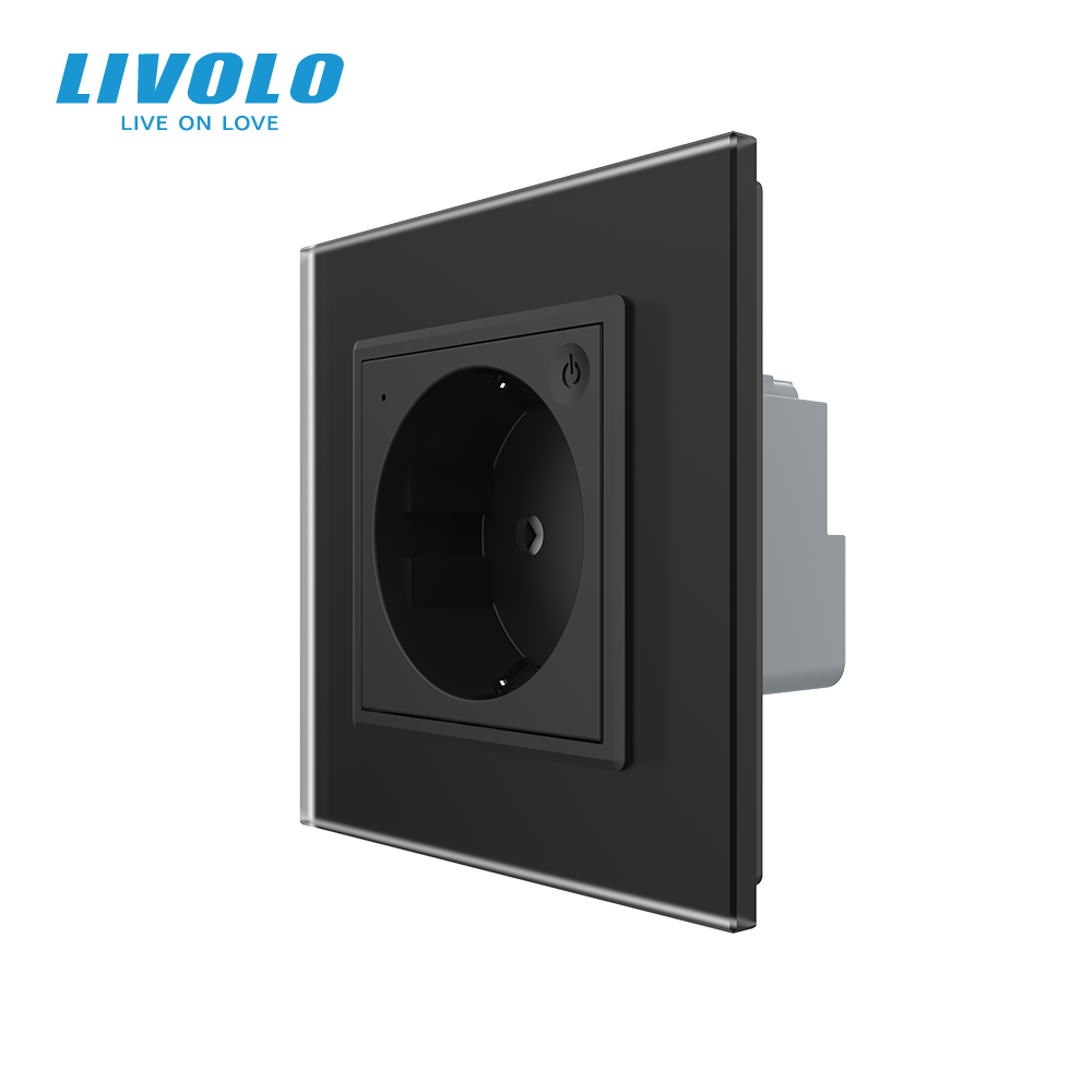 LIVOLO Розумна розетка EC з заземленням LIVOLO чорна матова скло Коломия - фото 10