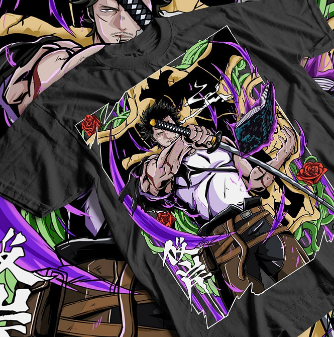 Футболка для хлопчика з аніме принтом Чорна конюшина оверсайз (зріст від 165 до 180) Чорний AnimeJ0478m Дніпро - фото 1