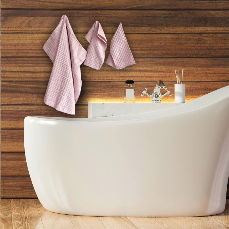 Набір вафельних рушників Lovely Svi 3 в 1: 70 на 140 см, 2 шт - 34 на 72 см - Рожевий (110825) Київ - фото 4