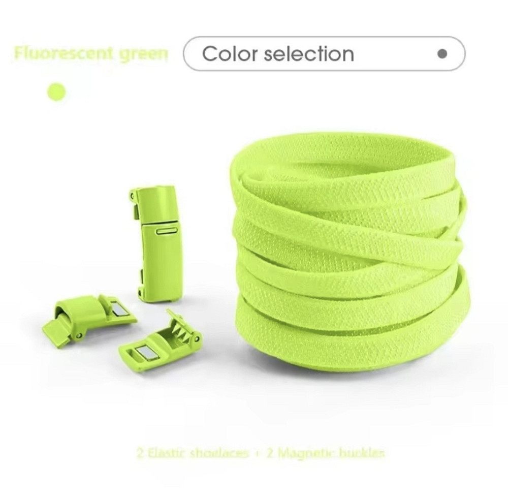 Еластичні шнурки без зав'язок з магнітними застібками в один колір Салатовий Смела - изображение 1