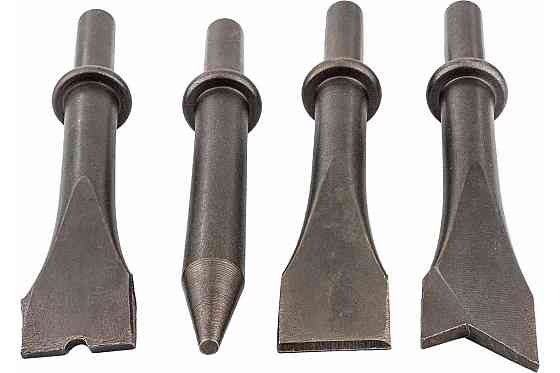 Набір зубил для пневмомолотка різнопрофільних 4пр. (кругла посадка ø10мм, L-125мм) ROCKFORCE RF-RP7002-4 Одеса