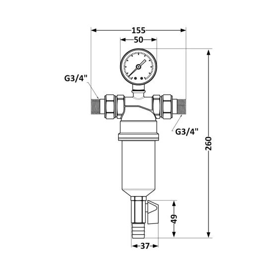 Фільтр самопромивний Thermo Alliance Standart 3/4" тонкого очищення, пластикова колба TAS128W20 Київ