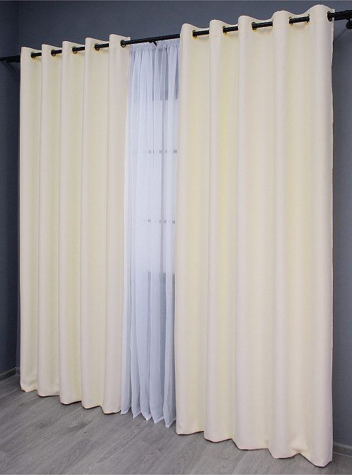 Комплект штор на люверсах VR-Textil Bagema Rvs № 1293ш Кремовый 150х250 см 2 шт (37-0023) Киев - изображение 5