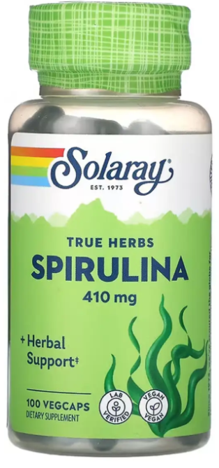 Спирулина Solaray Spirulina Algae 410mg 100 раст капс Киев - изображение 3