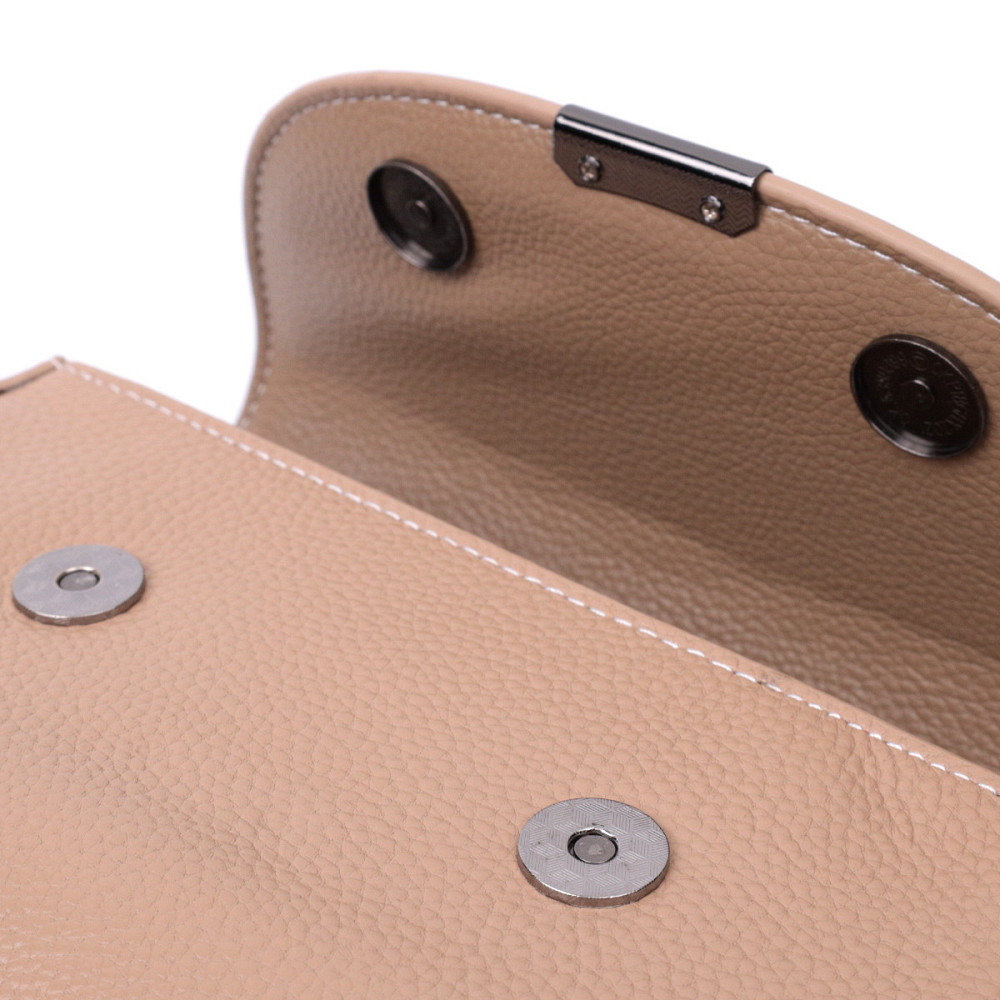 Сумка для женщин с фактурным клапаном из натуральной кожи Vintage 22373 Бежевая Киев - изображение 6