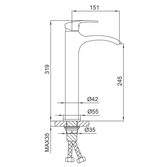 Смеситель для раковины высокий Frap F1069-2 хром Киев