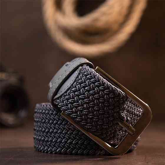 Текстильный ремень мужской классика Серый (Vintage) Киев