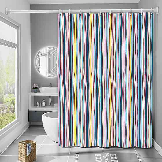 Шторка для ванны из полиэстера водонепроницаемая Bathlux 180x180 см с кольцами, занавеска для ванной комнаты Каменец-Подольский