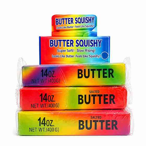 Антистрес-іграшка Squishy Butter Rainbow Масло райдужне 24 см, м'який сквіш великий Київ
