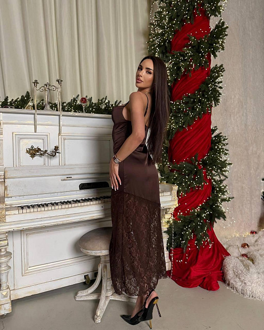 Жіноча чарівна романтична сукня  шовк + гіпюр Коричневий, 46-48 Одеса - фото 2