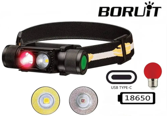 Налобный фонарь Boruit H02B-Red (белый + красный свет) без аккумулятора Винница