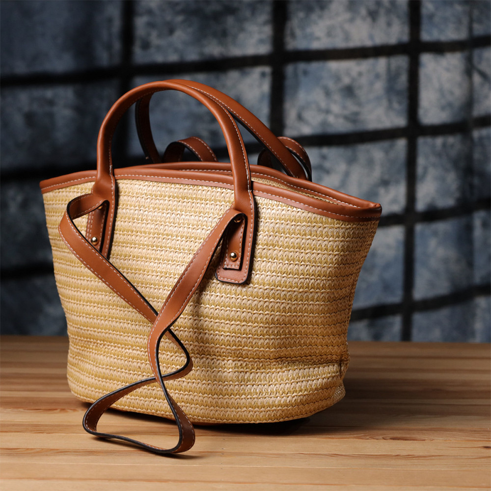 Містка жіноча сумка на літо з якісного текстилю Vintage sale_15137 Коричневий Київ - фото 7