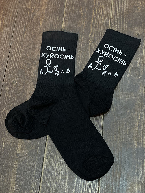 Шкарпетки "Осінь — хуйосінь" Білий, 44-46 Чернівці - фото 1