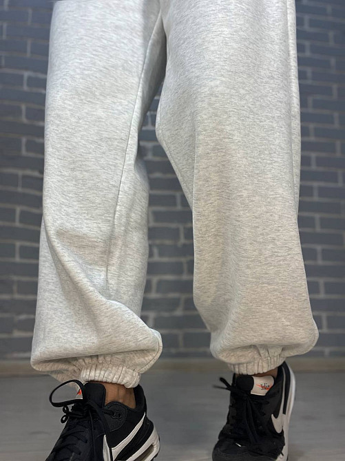 Штаны женские W 6632 спортивные джоггеры утепленные двойная белая резинка на талии светло серые, светло-серый, M Киев - изображение 18