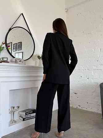 Женский классический брючный костюм двойка: пиджак и брюки креп-костюмка Черный, 42/44 Одесса