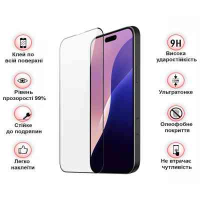 Скло захисне BeCover Apple iPhone 16 Pro Max Black (712125) Вінниця