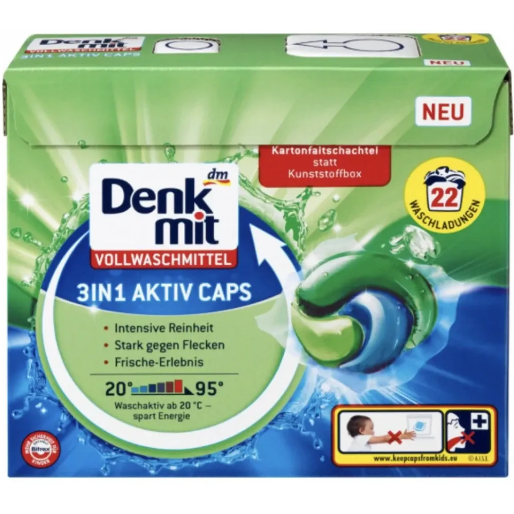 Капсулі для прання білих речей Denkmit 3in1 Aktiv Caps 22 шт. Львів - фото 1