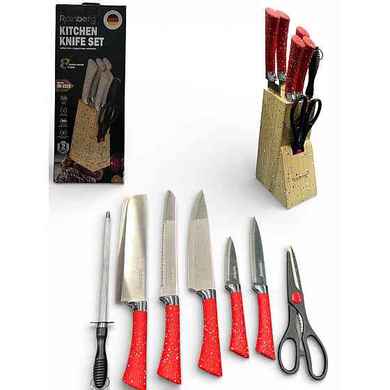 Набор ножей из нержавеющей стали с основанием Rainberg RB-2328 Red KZ-17 Львов