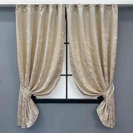 Комплект коротких штор VR-Textil Льон мармур Pavliani VO № 1713ш айворі 130х170 см 2 шт (35-0339) Київ