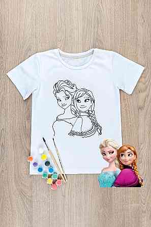 Футболка-раскраска детская Анна и Эльза Крохатушка одяг 128 Киев