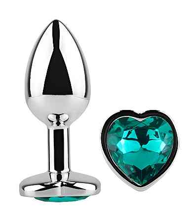 Анальна пробка з кристалом EGZO - Silver Heart Plug Marine size S Sex Aura Київ