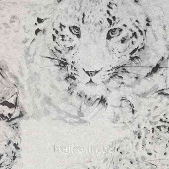 Обои виниловые на флизелиновой основе Decoprint BLOOMING BL22720 тигры серые на белом фоне Київ