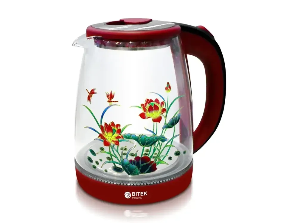 Електричний чайник BITEK BT-3111 з квіткою 1,8 л 2400Вт синє LED-підсвічування Одеса - фото 4