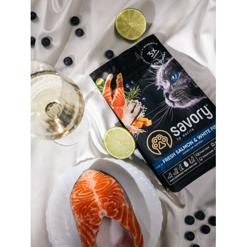 Корм сухой Savory Adult Cat Gourmand Fresh Salmon and White Fish для взрослых кошек со свежим лососем и белой рыбой 400 г Киев - изображение 5