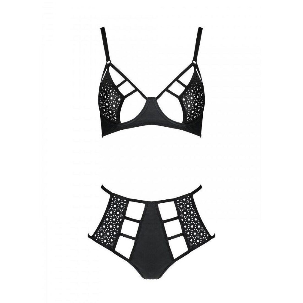 Розпродаж!!! Комплект з екошкіри Passion Tamaris Set black XXL/XXXL, бюстгальтер та трусики Sex Aura Київ - фото 3
