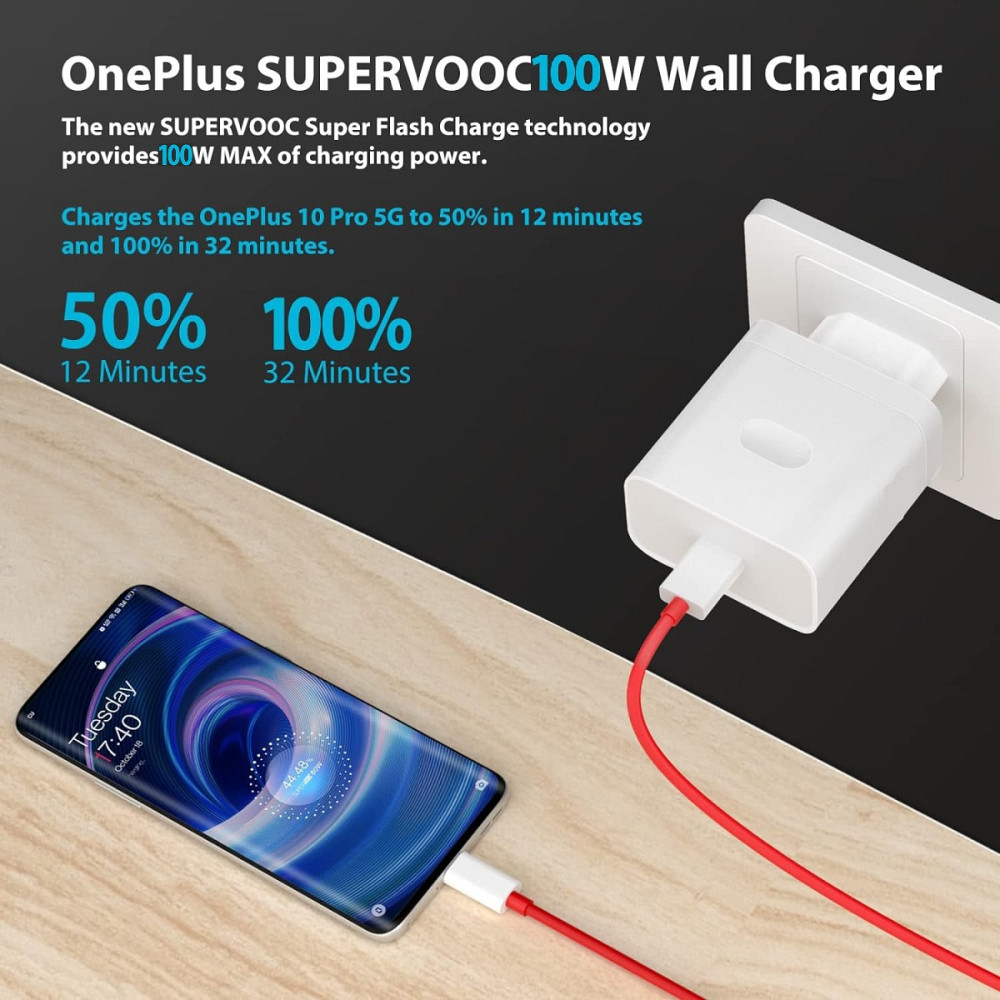 Зарядний пристрій OnePlus SuperVOOC 100W USB Type-C білий блок живлення для смартфона швидка зарядка Николаев - изображение 6
