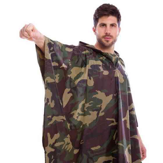 Дождевик-плащ-палатка универсальная нейлоновая с капюшоном для туризма, рыбалки и охоты Винница